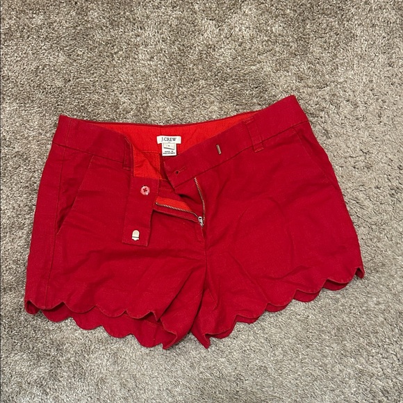J. Crew High Waist Red Scalloped Shorts - Picture 1 of 3